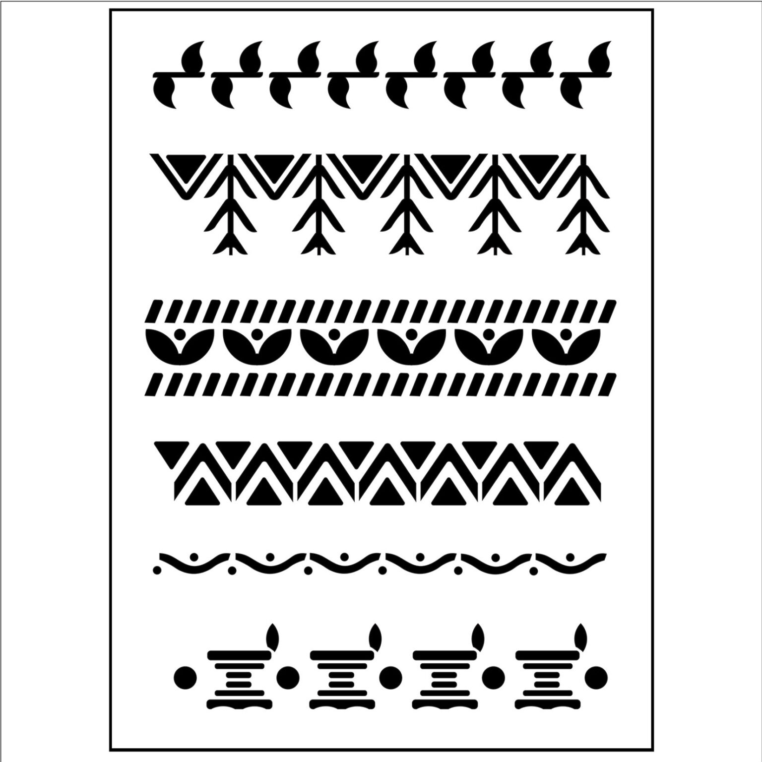Warli Boarders Stencil Canvas2craft warli-boarders-stencil-canvas2craft